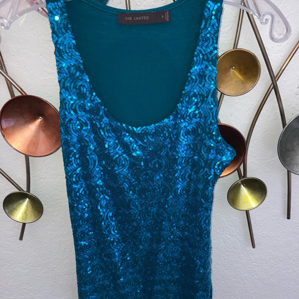 The Limited Teal Sequined Tank, Size S
